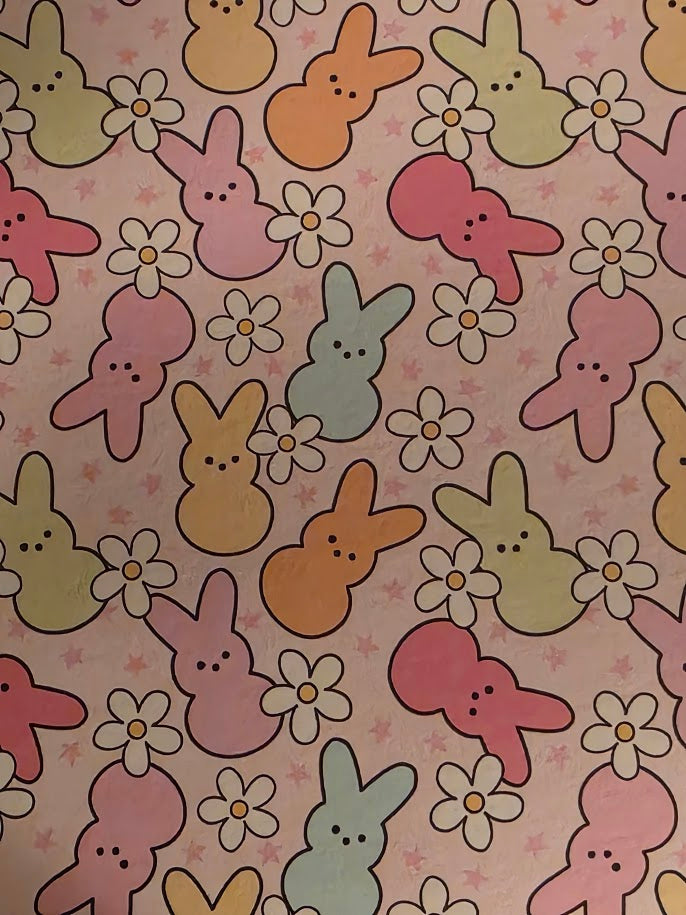 Easter bunny and flowers wristlet