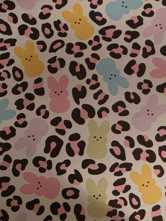 Easter bunny cow print wristlet