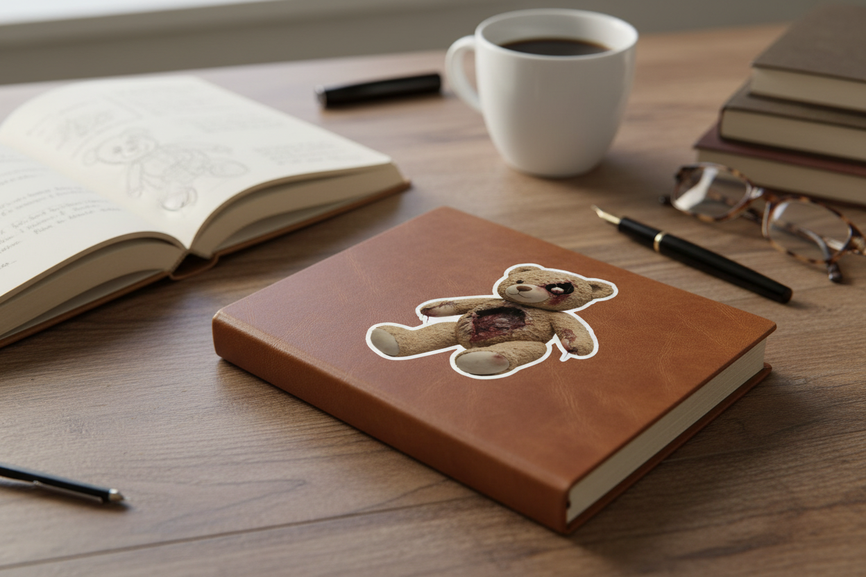 Dead Teddy Sticker on Notebook