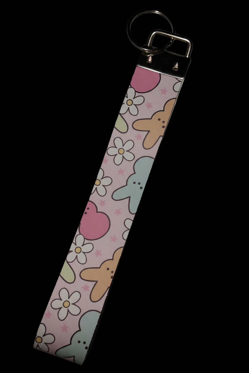 Floral Bunny Keychain - Black BG